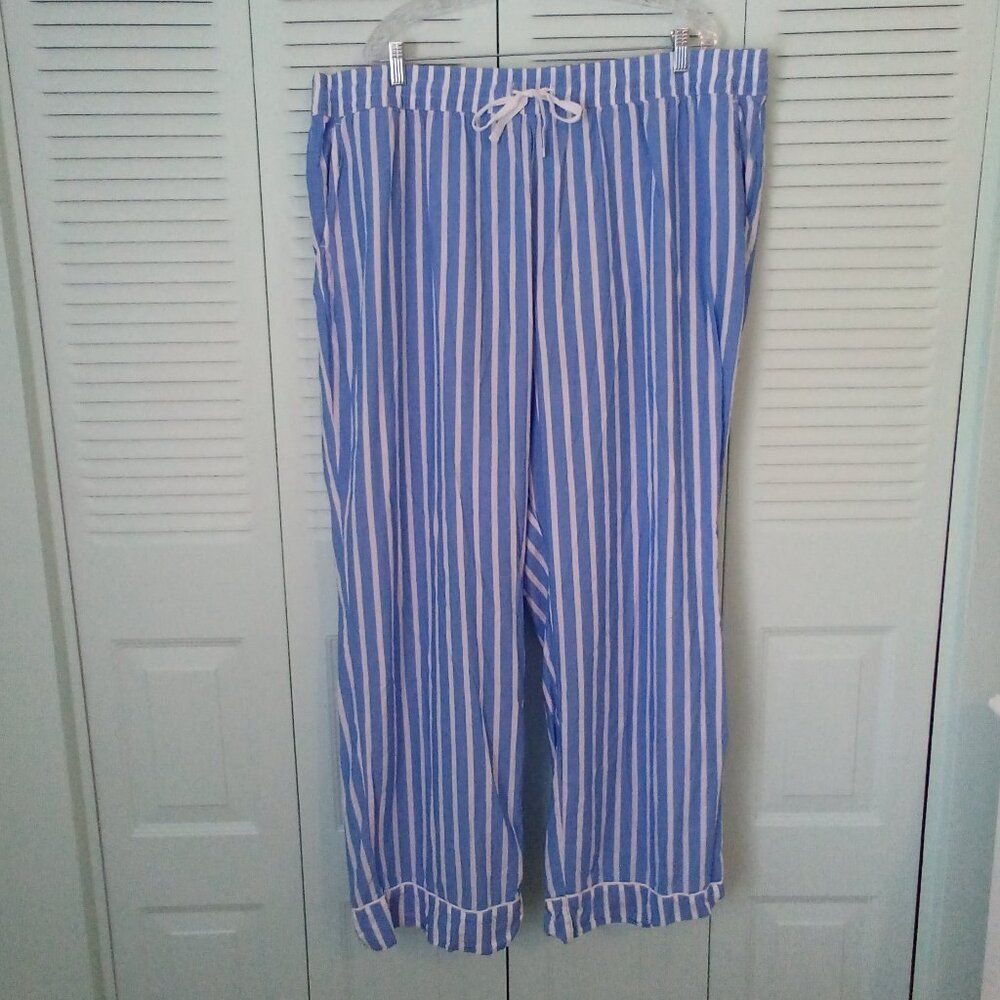 OLD NAVY XXL TALL Striped Lounge Pants COTTON TIE WAIST FRONT POCKETS 32" LENGTH